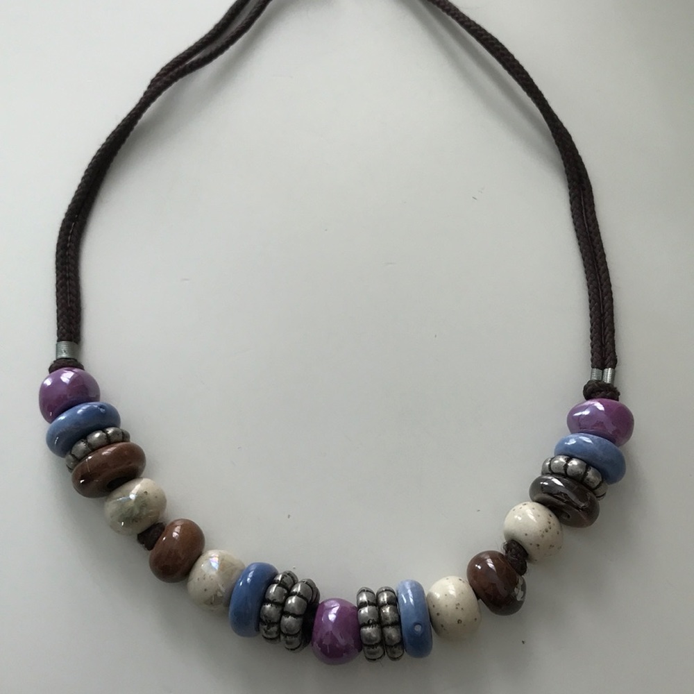 Ceramic and silver bead necklace